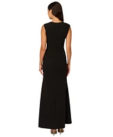 Adrianna Papell Women's Beaded V-Neck Slit-Front Gown