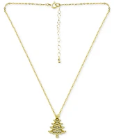 Giani Bernini Cubic Zirconia Christmas Tree Pendant Necklace, 16" + 2" extender, Created for Macy's