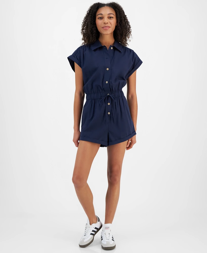 Celebrity Pink Juniors' Button-Front Romper