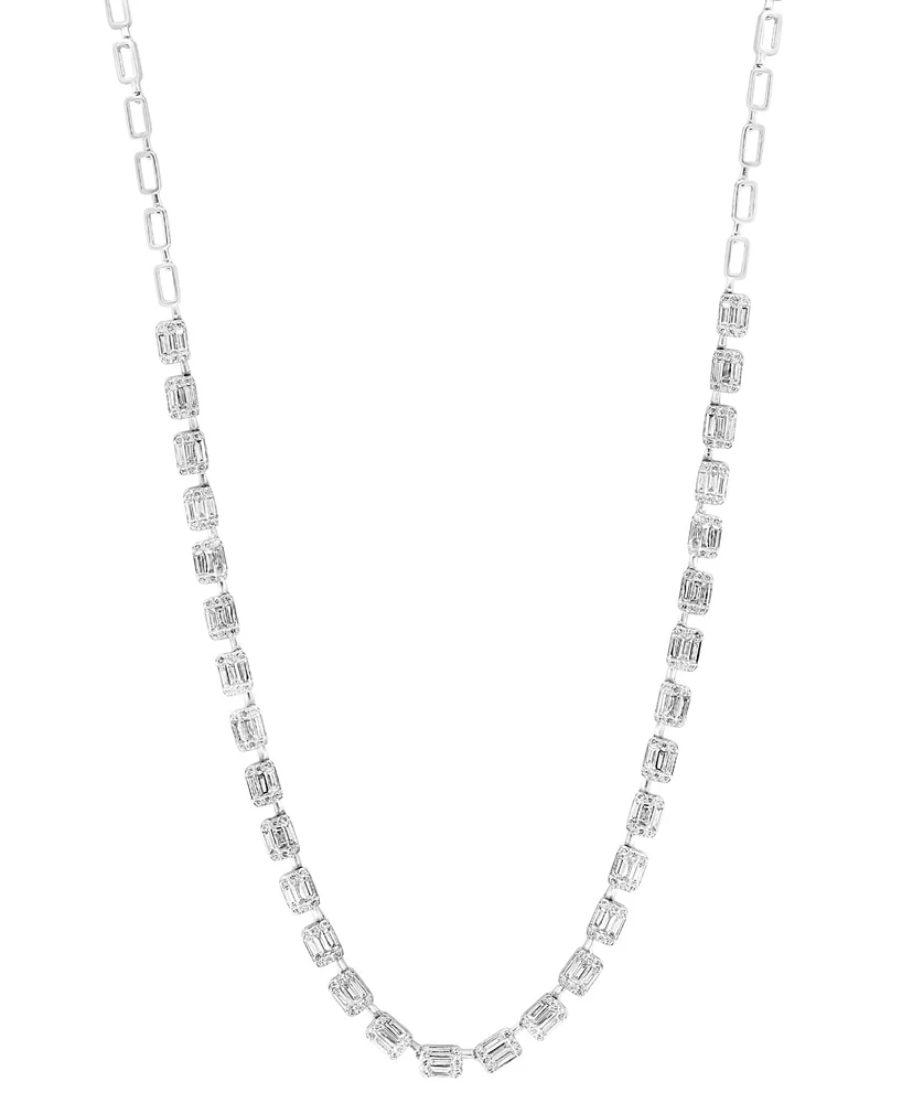 Effy Diamond Baguette & Round Cluster 18-1/2" Tennis Necklace (4-3/8 ct. t.w.) in 14k White Gold