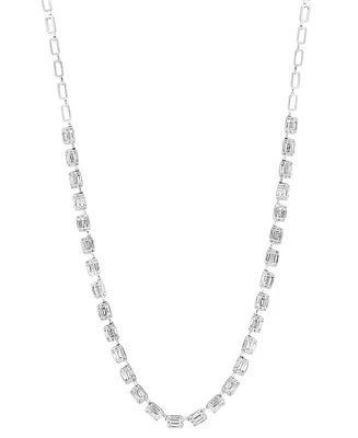 Effy Diamond Baguette & Round Cluster 18-1/2" Tennis Necklace (4-3/8 ct. t.w.) in 14k White Gold