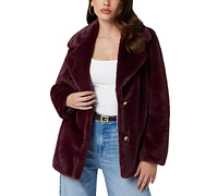 Guess Women's Filomena Faux-Fur Button-Front Long-Sleeve Jacket