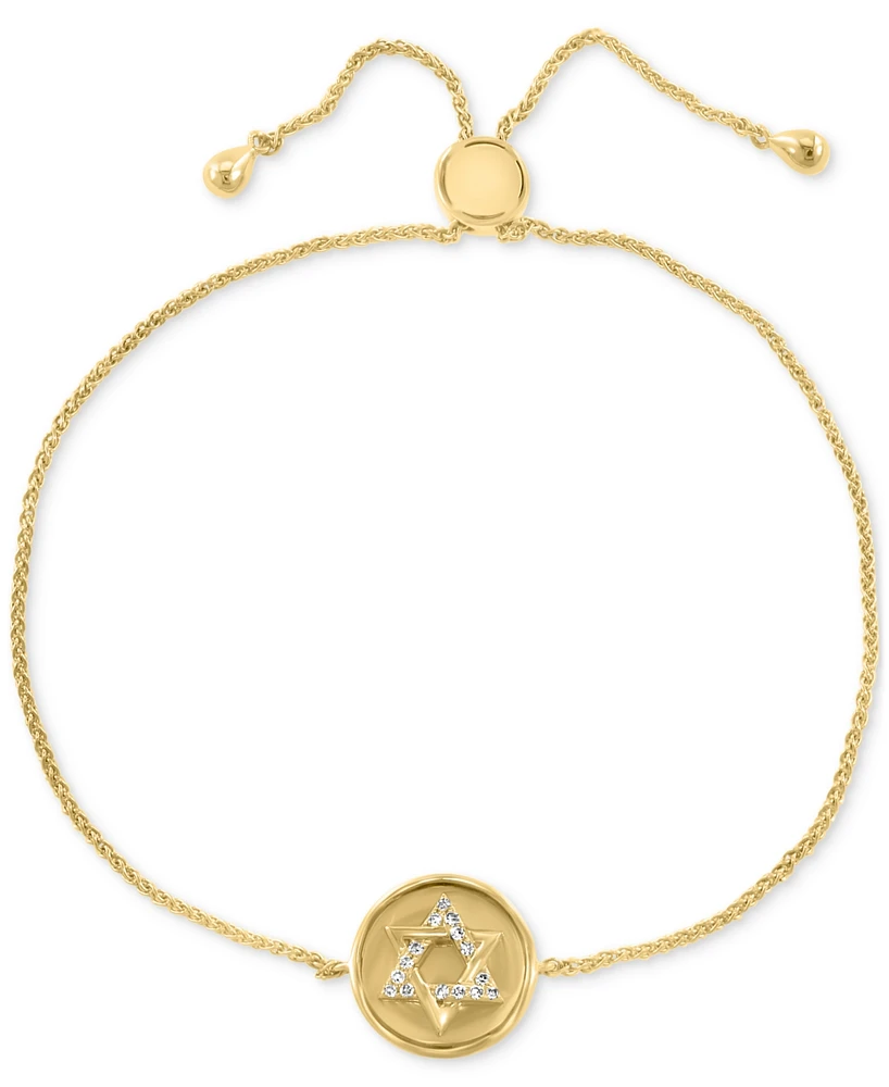 Effy Diamond Star of David Disc Bolo Bracelet (1/20 ct. t.w.) in 14k Gold