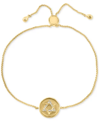 Effy Diamond Star of David Disc Bolo Bracelet (1/20 ct. t.w.) in 14k Gold