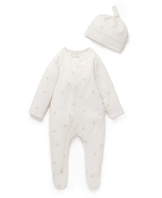 Purebaby Baby Zip Coverall & Hat Set