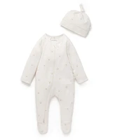 Purebaby Baby Zip Coverall & Hat Set