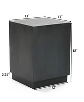 LuxenHome Minimalist Gray Cement Square Indoor Outdoor Side and End Table