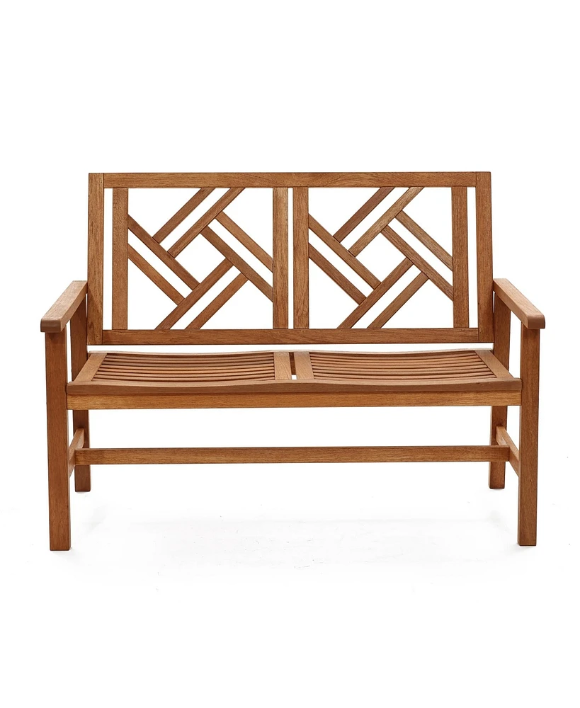 LuxenHome Carmel Solid Wood Outdoor Loveseat Park Bench