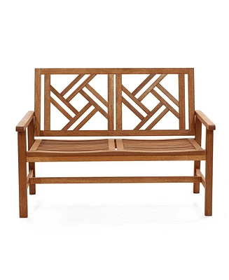 LuxenHome Carmel Solid Wood Outdoor Loveseat Park Bench