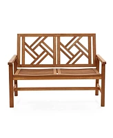 LuxenHome Carmel Solid Wood Outdoor Loveseat Park Bench