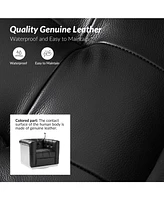 Gabriel Mid-Certury Modern Genuine Leather Swivel Club Chair with