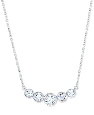 Diamond Bezel Graduated Bar Necklace (1-1/5 ct. t.w.) 14k White or Yellow Gold, 16" + 2" extender