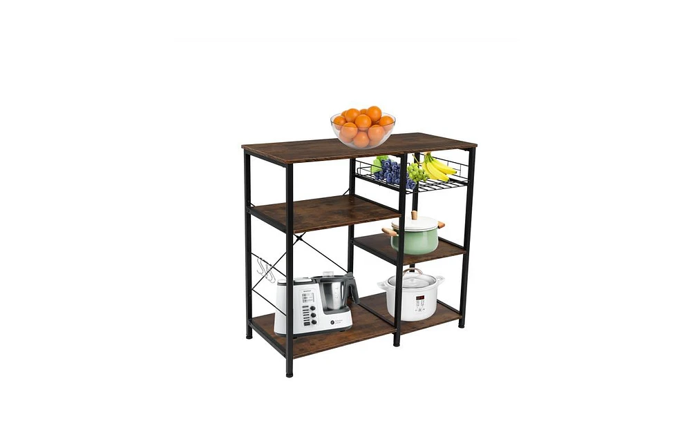 Slickblue 3-Tier Industrial Kitchen Baker's Rack with Utility Storage, Microwave Stand, and Workstation Shelf