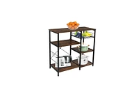 Slickblue 3-Tier Industrial Kitchen Baker's Rack with Utility Storage, Microwave Stand, and Workstation Shelf