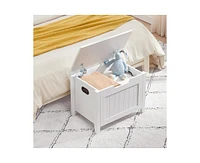 Gaomon Storage Chest, Upholstered Storage Trunk with 2 Safety Hinges, Storage Bench, Flip-Top Toy Chest for Entryway, Bedroom, Living Room, White