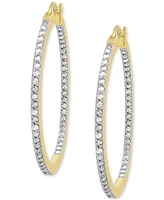 Diamond & Out Hoop Earrings (1 ct. t.w.) Sterling Silver or 14k Gold-Plated