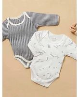 Purebaby Baby Boys Easy Neck L/S Bodysuit 2 pack