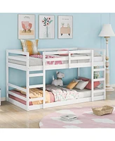 Slickblue Twin Over Twin Bunk Bed with Ladder in White – Space-Saving and Sturdy Design, Ideal for Kids' Bedrooms with Safe and Easy Access