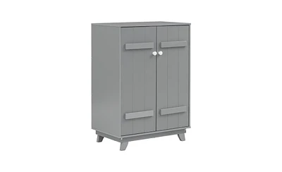 Slickblue Wooden Wardrobe Cabinet with Hanging Rod, Storage Armoires with Doors