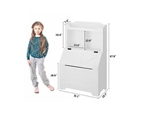 Gaomon Bookshelf for Kids, Wooden Book Display, Kids Bookshelf and Toy Storage, Children Book Rack Bookcase Toybox Combo for Bedroom & Nursery