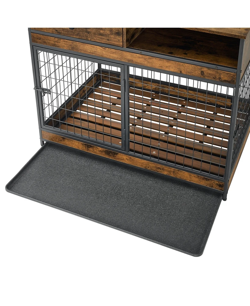 Slickblue Furniture Style Dog Crate with Double Doors for Indoor Pet Containment
