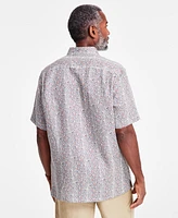 Club Room Men's Linen Paisley-Stripe Short-Sleeve Shirt, Exclusively at Macy's