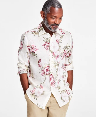 Club Room Men's Belize Long Sleeve Button-Front Floral Print Linen Shirt, Exclusively at Macy's