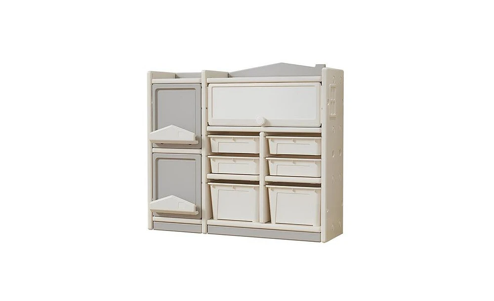 Slickblue Kids Multilayer Toy Storage Cabinet: Books, Blocks, and Car Organizers