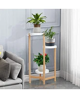 Unho Vertical Multi-tier Plant Stand Bamboo Tall Corner Flower Pot Rack for Balcony Indoor