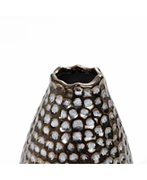 LuxenHome Antique Gold Dimpled -Inch Tall Terracotta Vase
