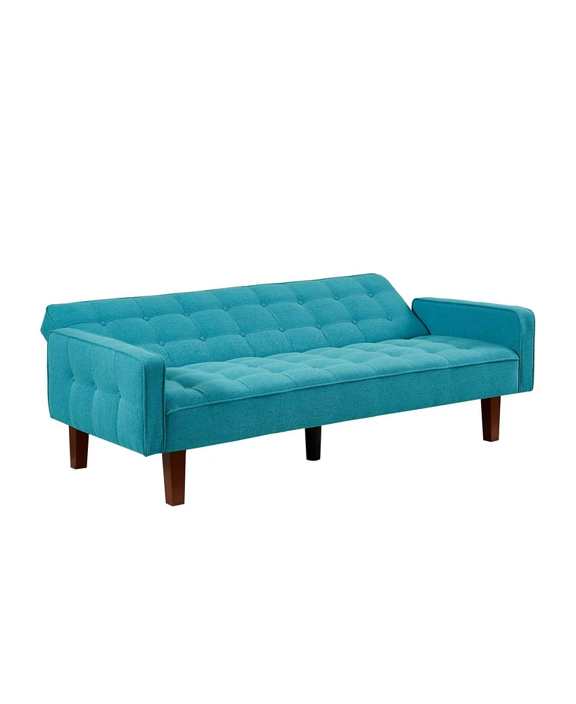 Slickblue Linen Upholstered Futon Sofa Bed - Fabric Convertible for Modern Living Room Comfort