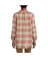 Lands' End Women's Brushed Flannel Ruffle Split Neck Tunic