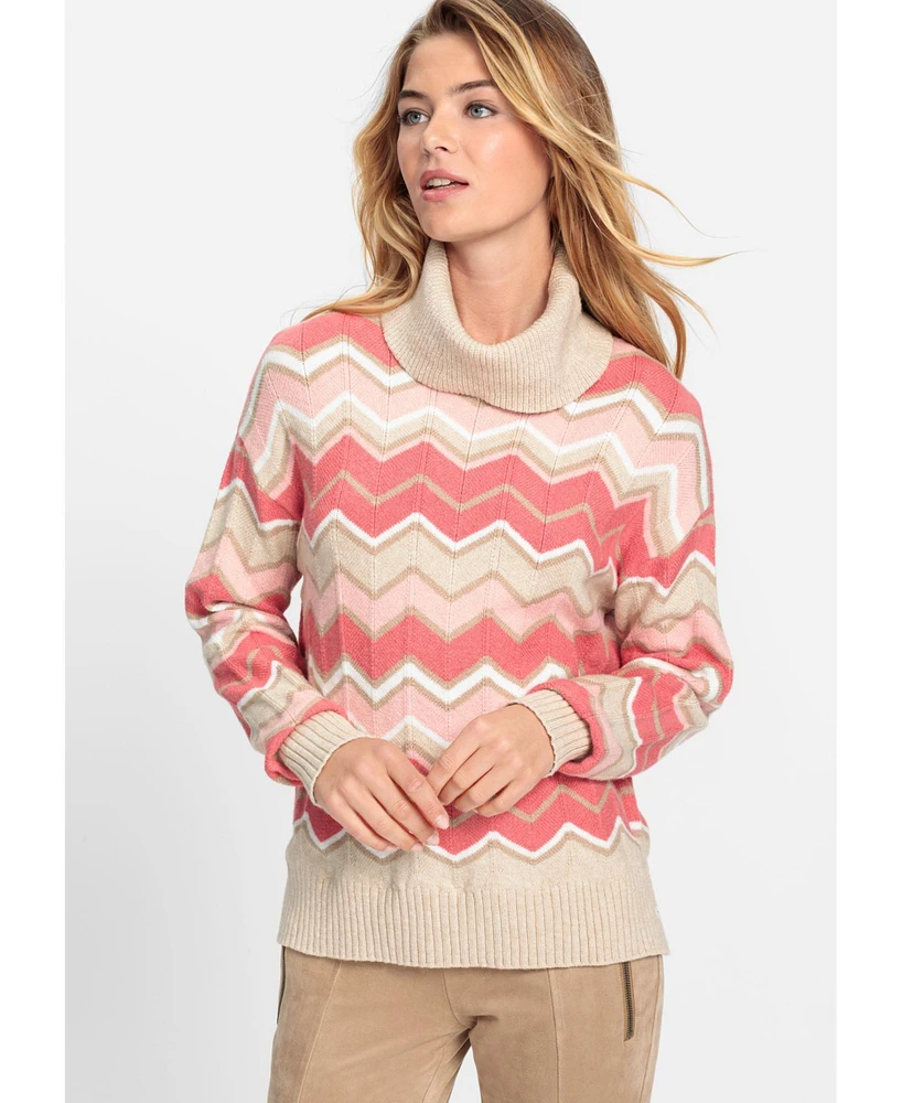 Olsen Women's Chevron Knit Turtleneck Sweater