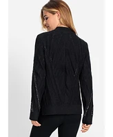 Olsen Women's Embellished Zip Front Cardigan