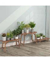 Unho 3pcs Plant Rack Stand Ladder Garden Corner Flower Pots Holder Wood Display Shelf