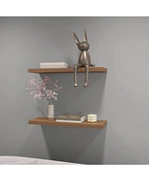 Fm Furniture Iva Floating Shelf in Melamine x2,Mahogany