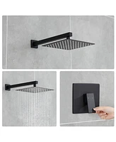 Flynama 1-Spray Patterns with 1.5 Gpm 10 in. Wall Mount Rain Fixed Shower Head in Matte Black