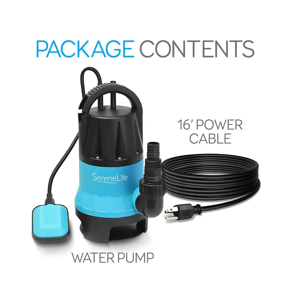 SereneLife Electric Submersible Water Pump, 400W, 1980 Gph