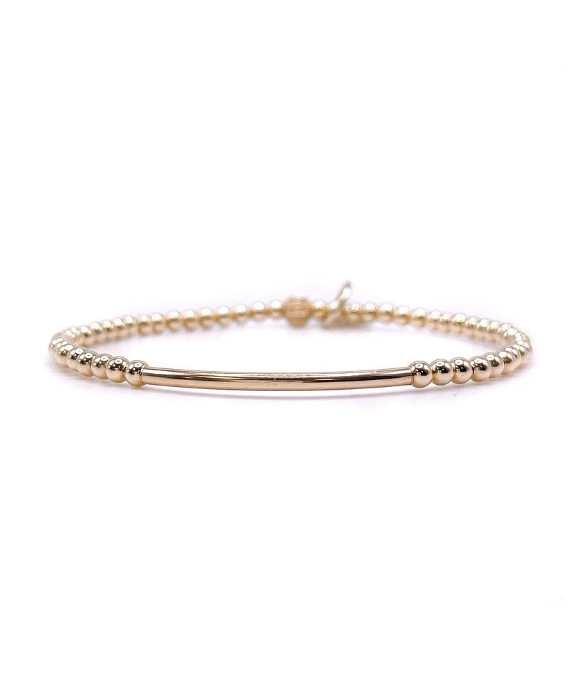 Bowood Lane Non-Tarnishing Gold Filled 3mm Ball and Tube Stretch Bracelet