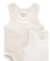 Purebaby Baby Boy and Girl Rib Bodysuit 2 pack