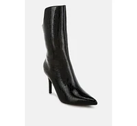 London Rag Kultrus Croco Stiletto Heel Mid-Calf Boots