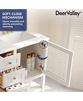 DeerValley 60'' Bathroom Vanity Double Sink Top with Backsplash, Pre-assembled Bathroom Cabinet White