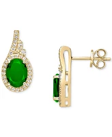 Emerald (3 ct. t.w.) & White Sapphire (5/8 Oval Halo Stud Earrings 10k Gold-Plated Sterling Silver (Also Ruby Sapphire)