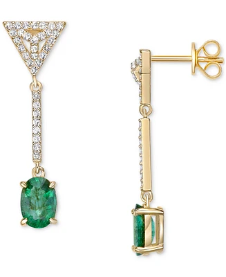 Emerald (2 ct. t.w.) & White Topaz (1/3 Linear Drop Earrings (Also Ruby Sapphire)