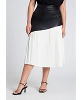 Eloquii Plus Mixed Media Pleated Skirt