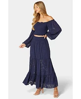 Bebe Women's Two Piece Smocked Maxi Dress