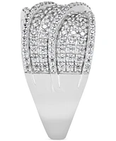 Diamond Multirow Crossover Statement Band (1 ct. t.w.) in Sterling Silver