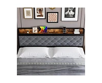 gaomon King Size Led Bed Frame with Headboard and 2 Storage Drawers, Upholstered Platform Bed with Charging Station