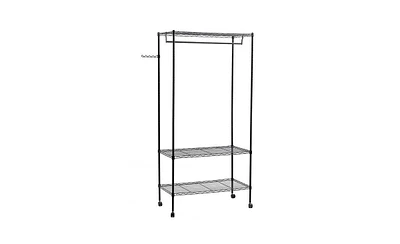 Slickblue 3-Tier Closet Organizer Metal Garment Rack Portable Clothes Hanger Home Shelf