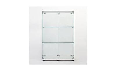 Slickblue Two-Door Glass Display Cabinet with 3 Shelves for Elegant Storage and Showcase